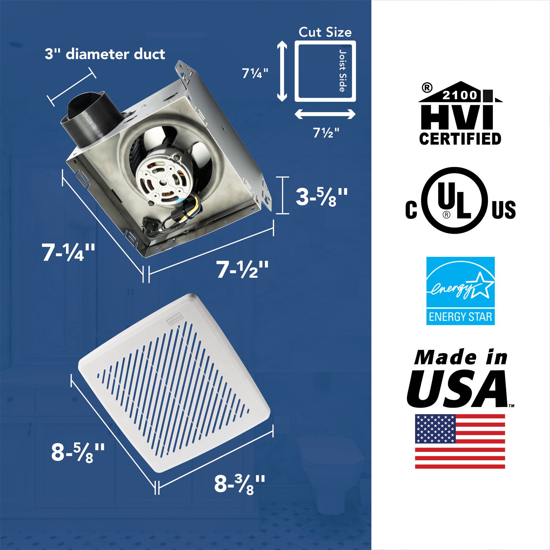 688ES Broan-NuTone® Bath Exhaust Fan, 50 CFM, ENERGY STAR
