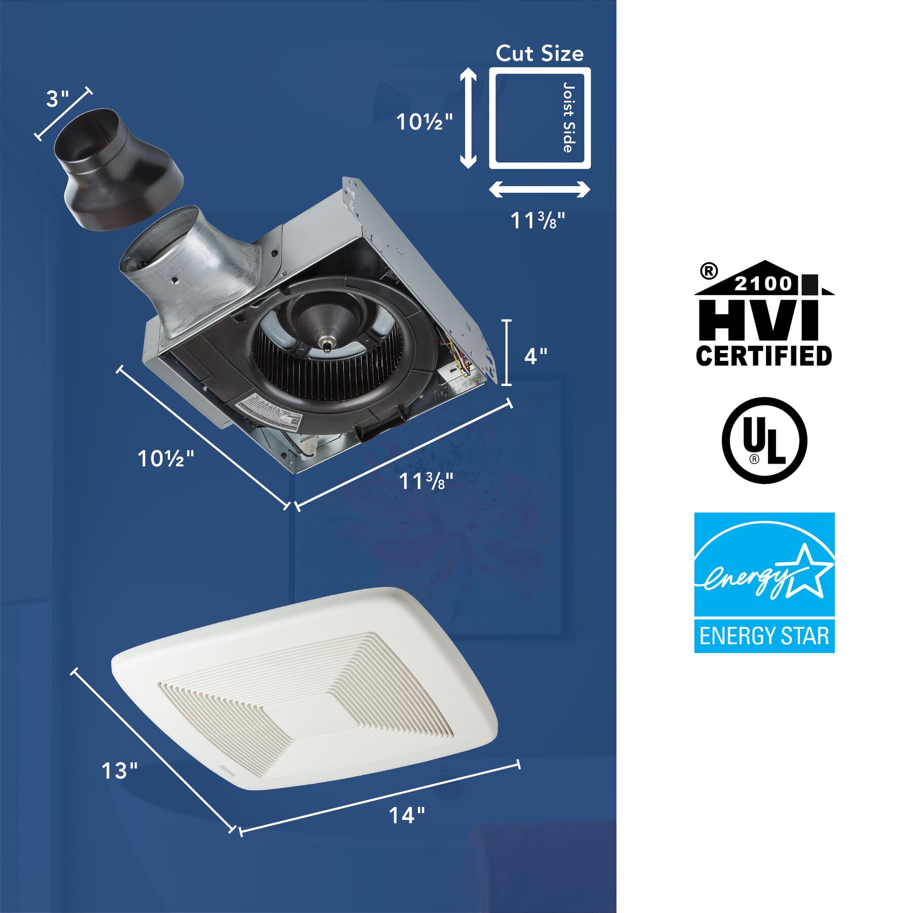 LP80 Broan-NuTone LoProfile™ 80 CFM Ventilation Fan, 1.0 Sones