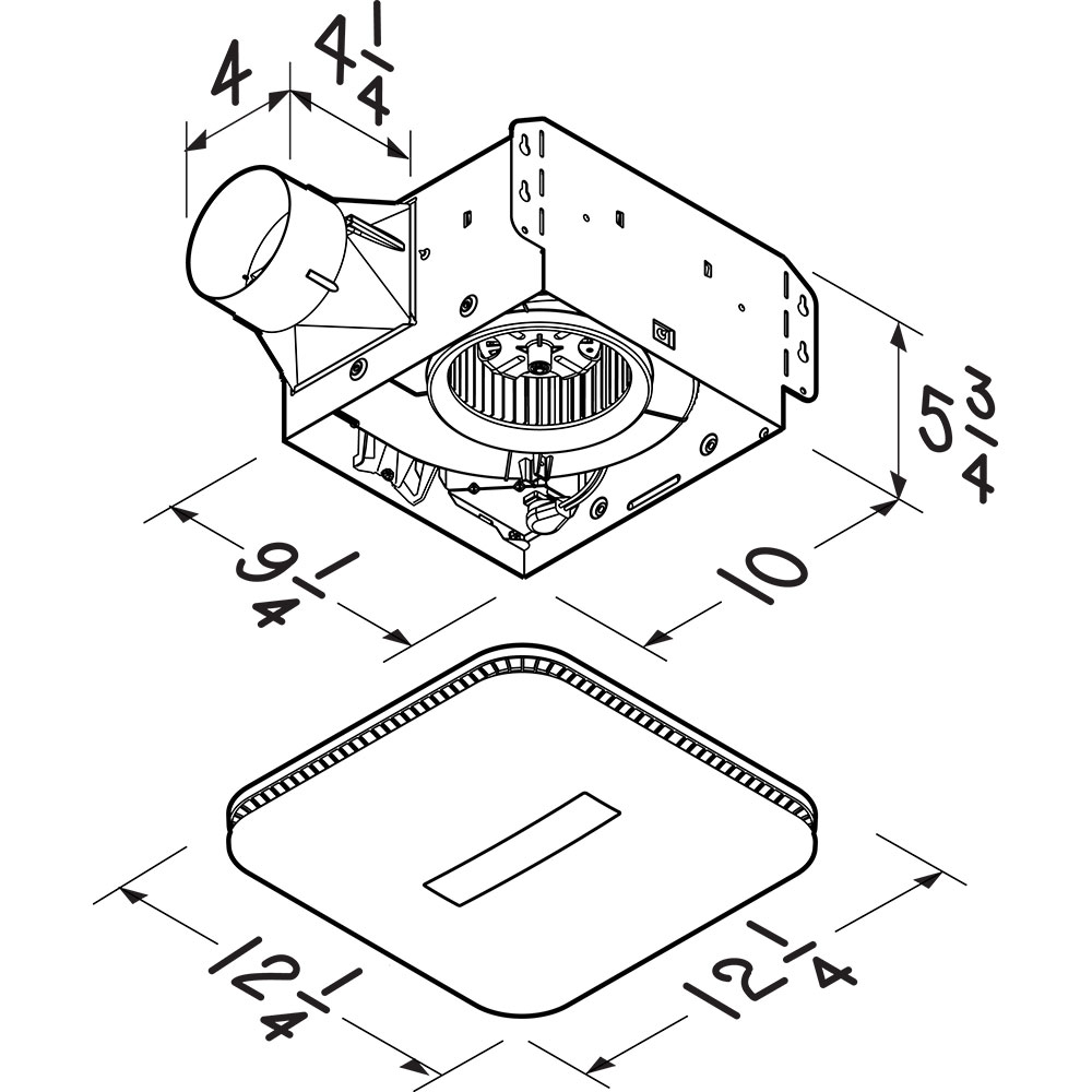 Nutone Roomside Dc Series 110 Cfm 0 9 Sones Humidity Sensing Ventilation Fan Light With Cleancover
