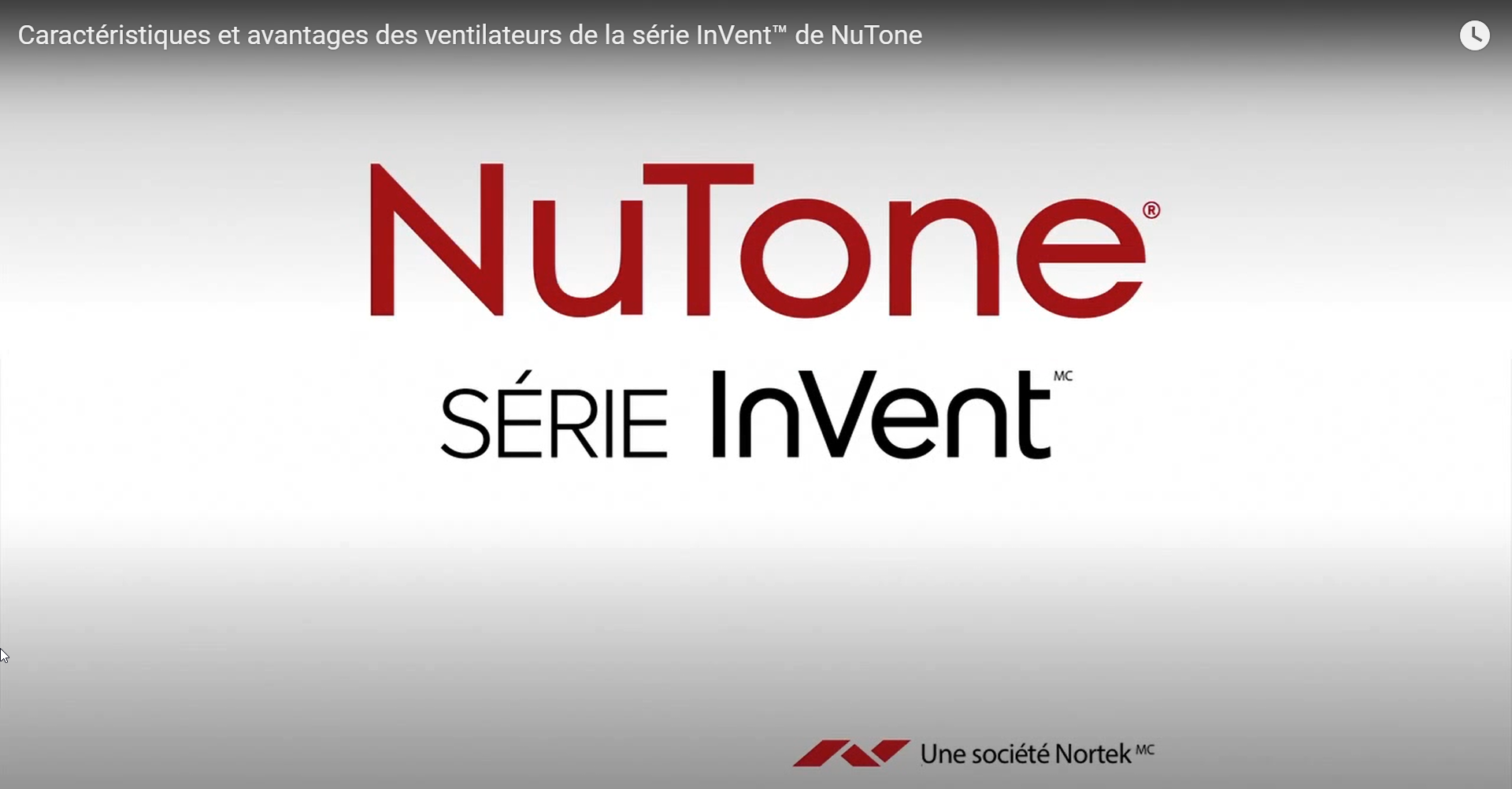 Caractéristiques et avantages des ventilateurs de la série InVent™ de NuTone