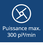 Puissance maximale de 300 pi3/min