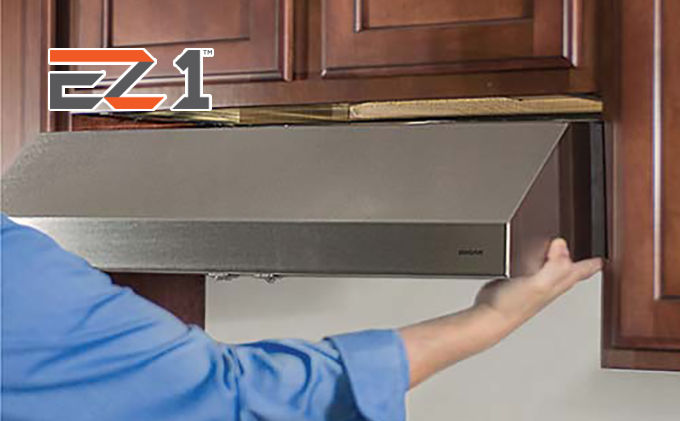 Two simple brackets make range hood installation easy for one person