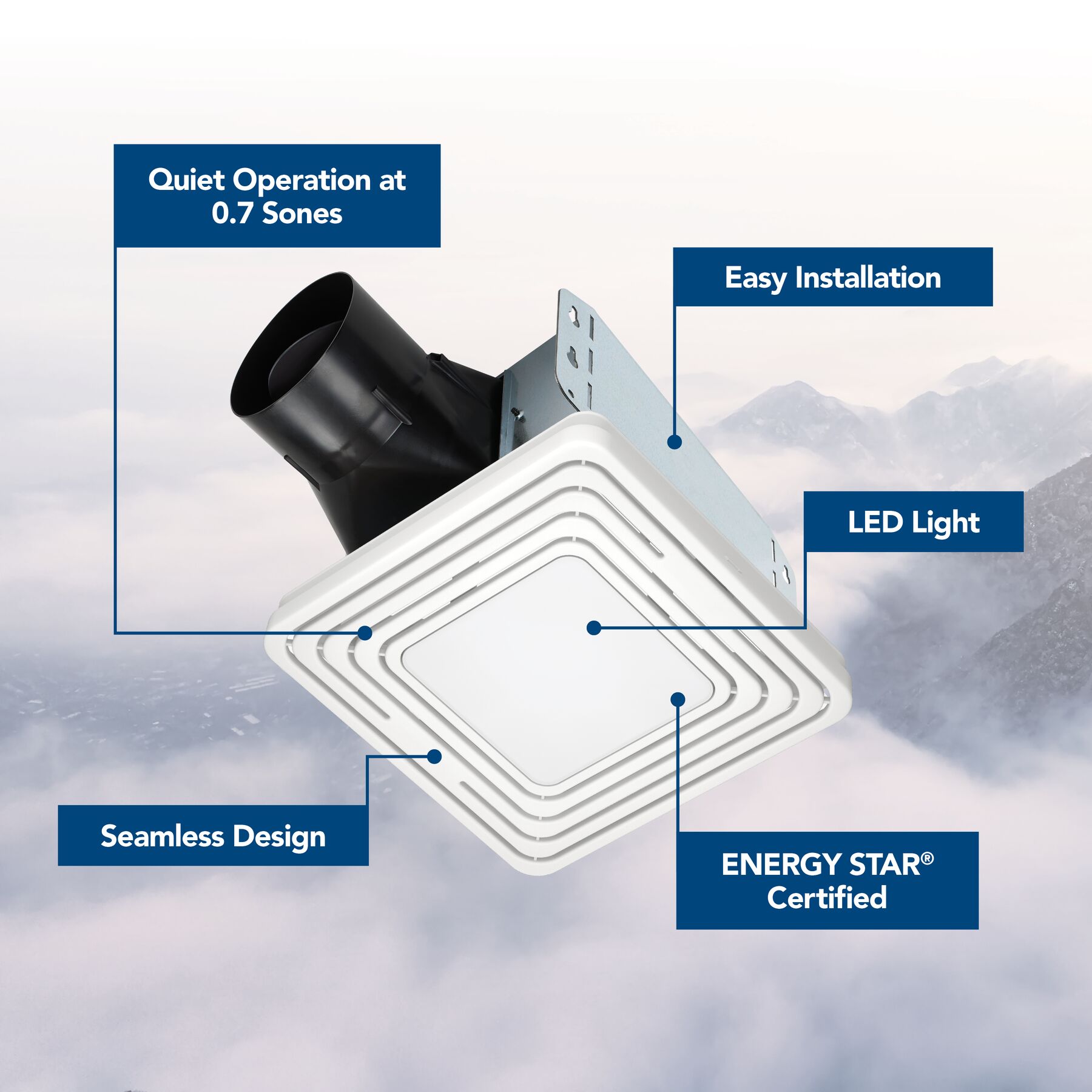 BENL5 Broan-NuTone® Roomside Series 50 CFM 0.7 Sones Ventilation Fan ...