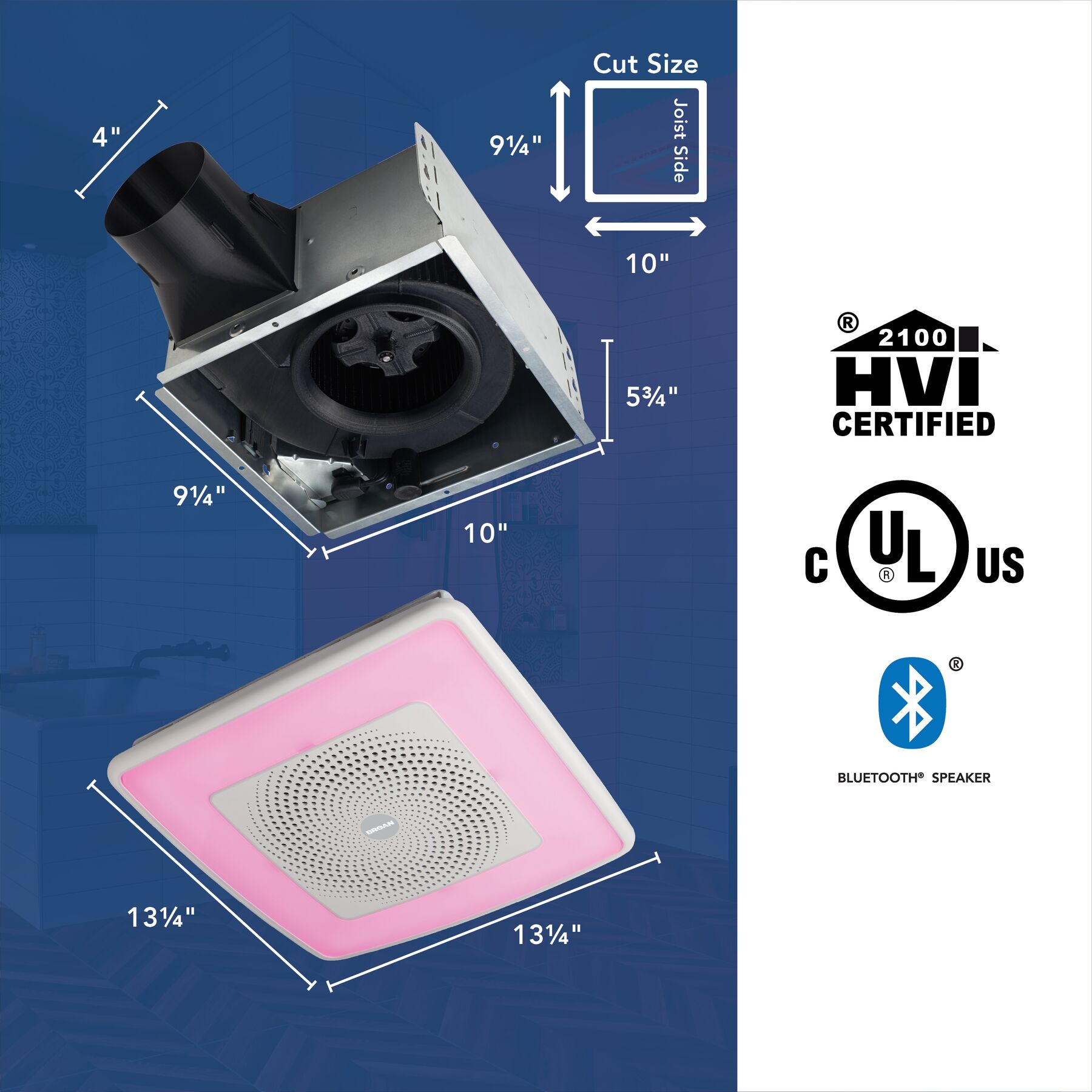 SPKN110RGBL | NuTone® 110 CFM, 1.5 Sones ChromaComfort™ w