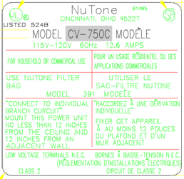 NuTone Central Vacuum – Power Unit